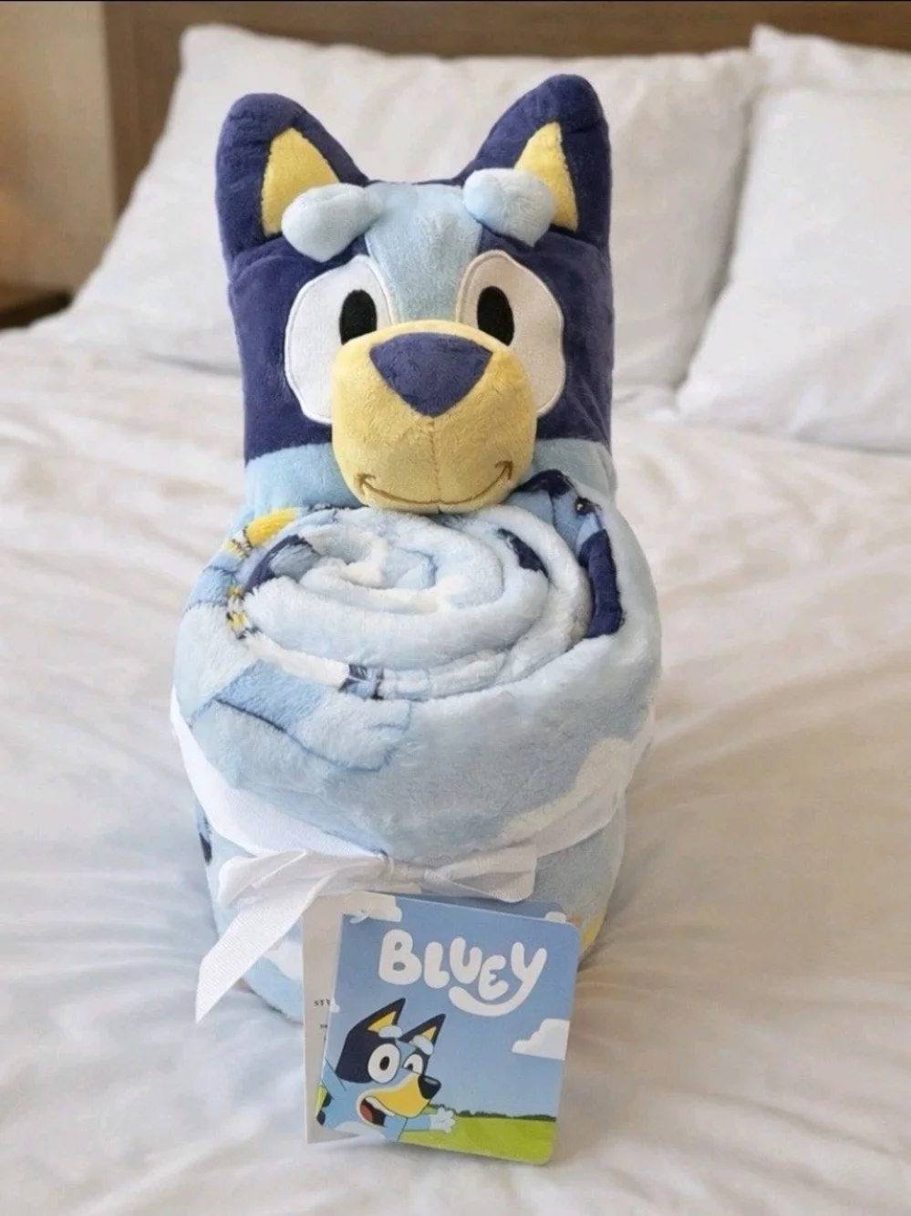 Blue Kids Plush Character Snuggle Blanket with Hooded Plush Toy